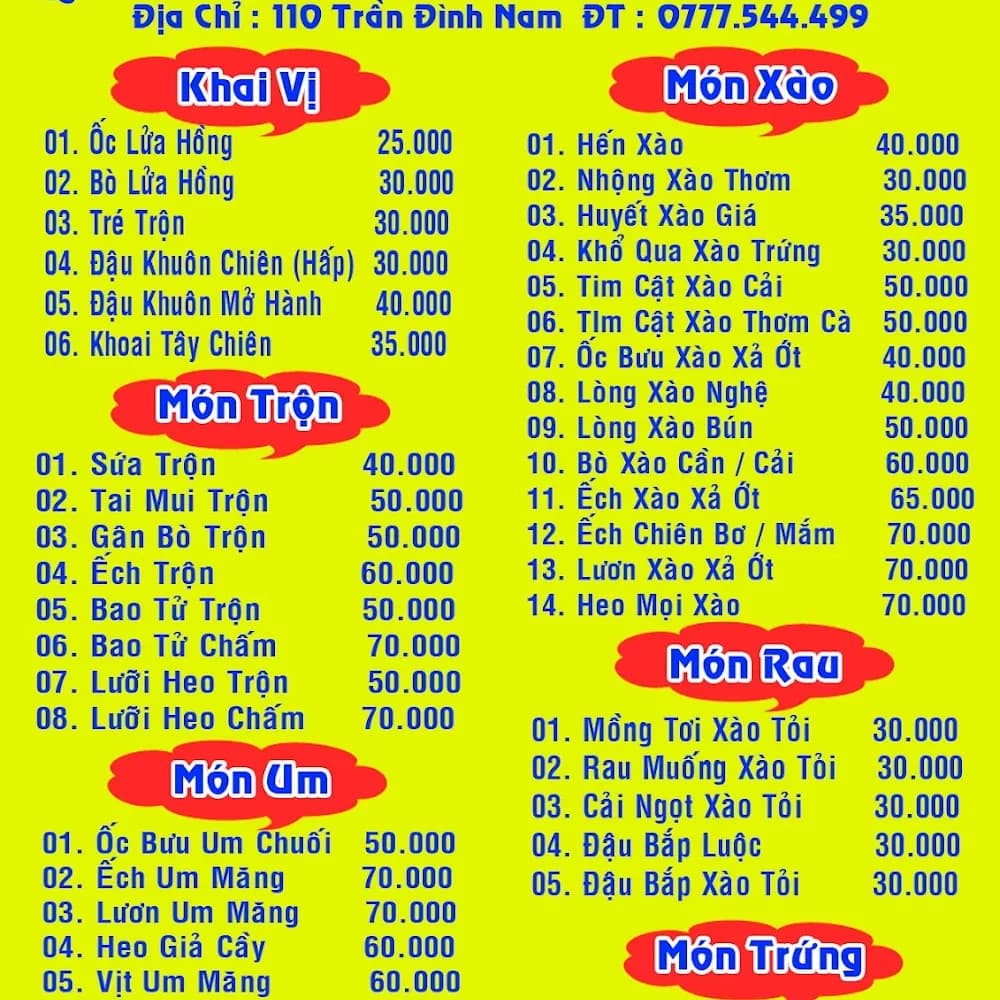 Thực đơn